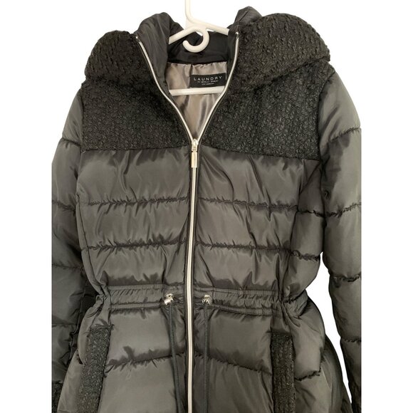 Laundry By Shelli Segal Black Puffer Jacket L/G NWT $300 RG10474 Zip Hood Quilt - Picture 12 of 13